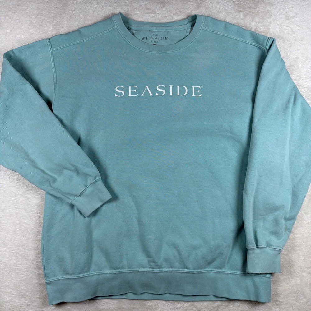 The Seaside Style Unisex Sweatshirt Large Blue Crewneck Beach 30A Pullover